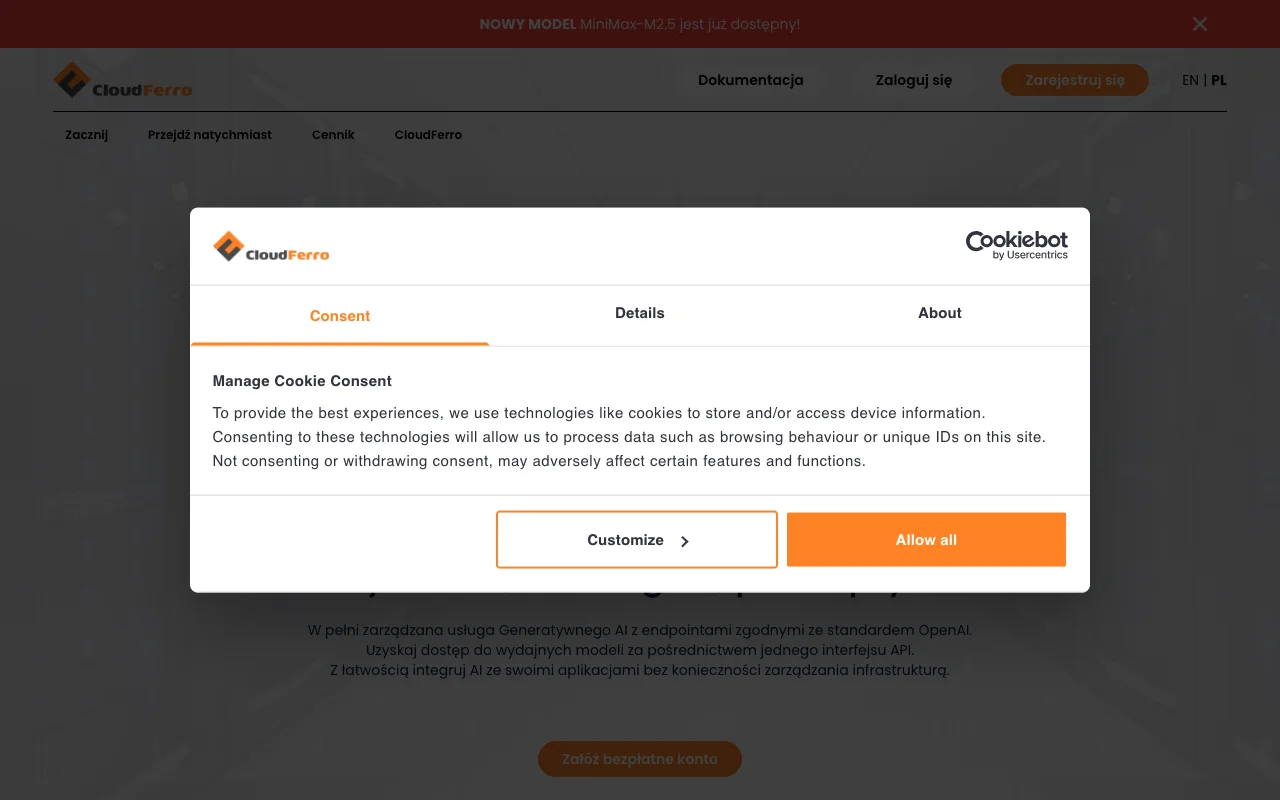 CloudFerro Sherlock website