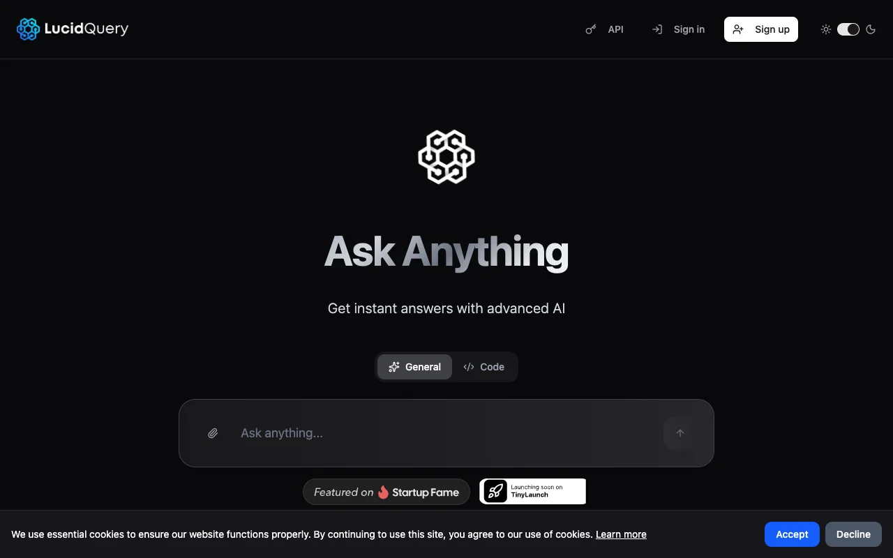 LucidQuery AI website