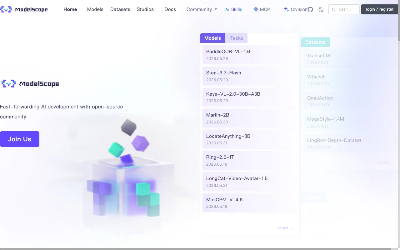 ModelScope website