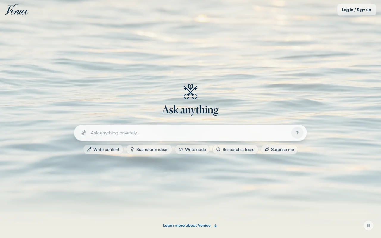 Venice AI website
