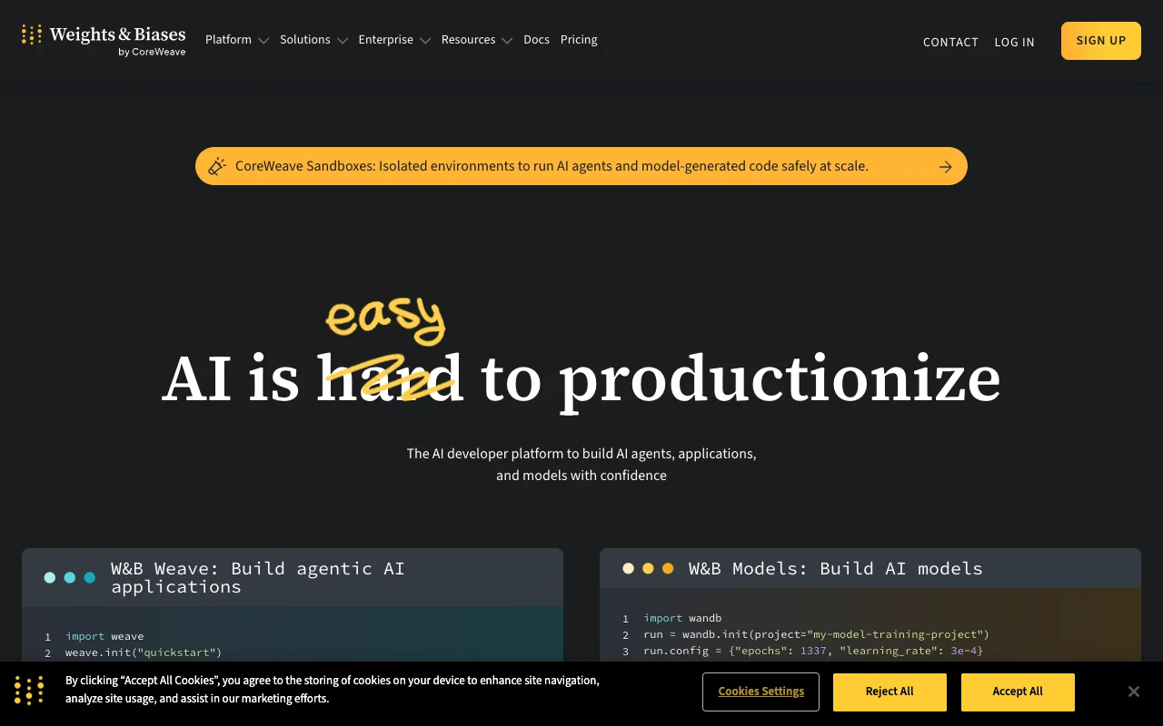 Weights & Biases website