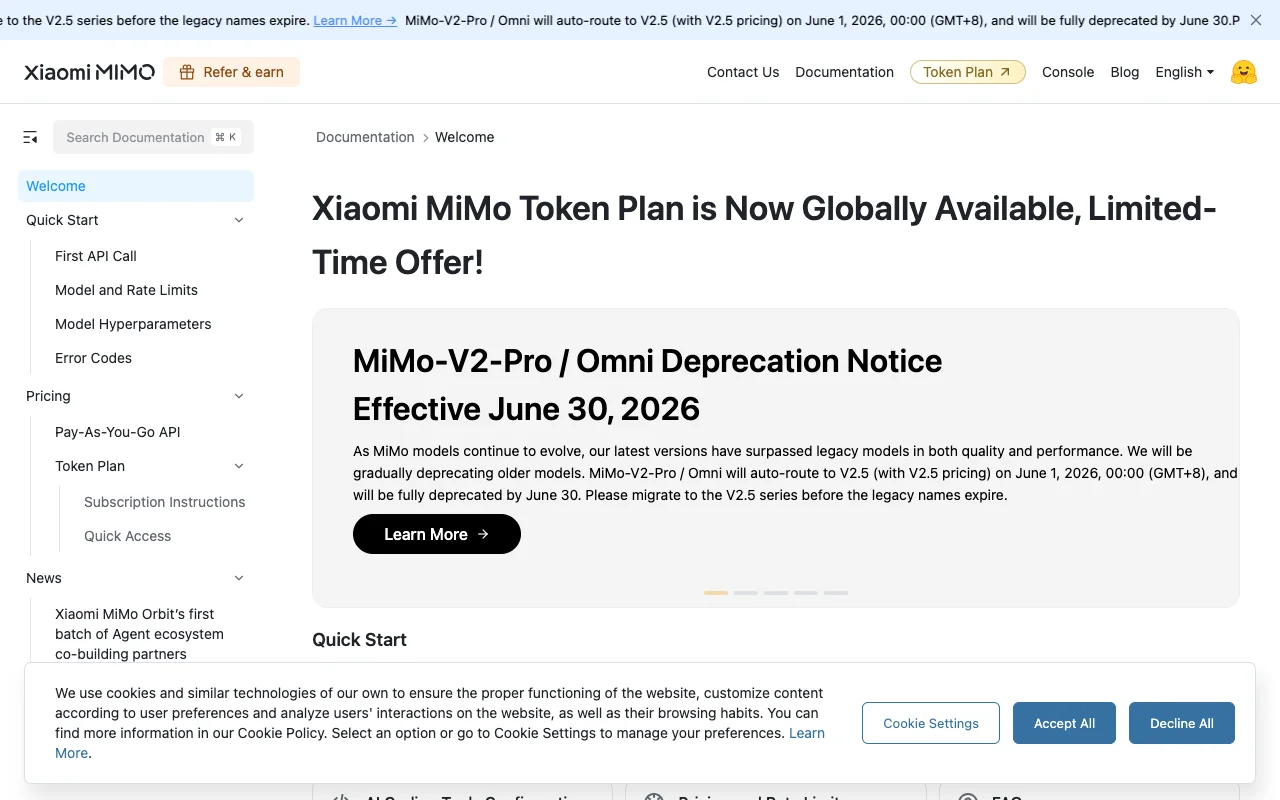 Xiaomi Token Plan (China) website