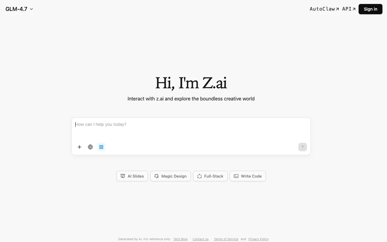Z.AI website